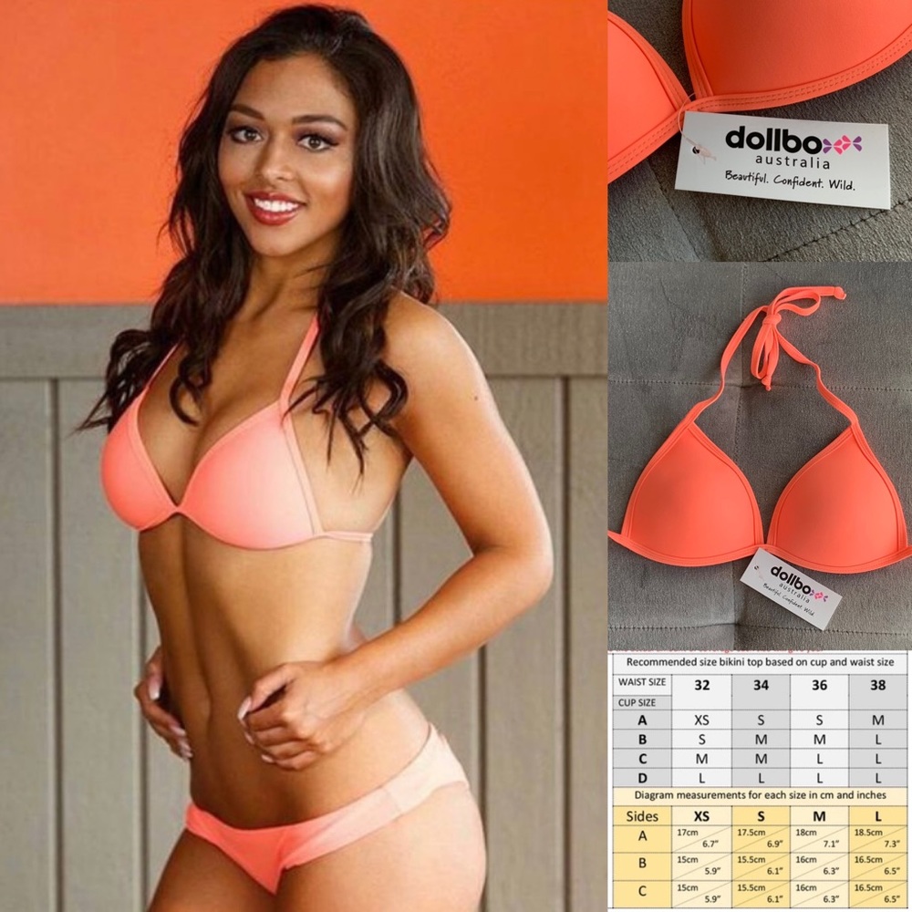 NWT✨ DOLLBOXX Mega Boost Bikini Top - Orange Pop
